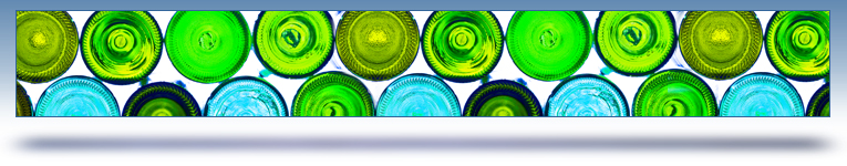 specialized services graphic header - different colored glass bottles